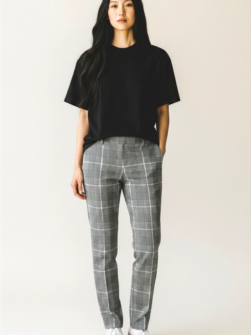 Banana Republic Sloan Fit Gray Plaid Dress Pants with White Windowpane